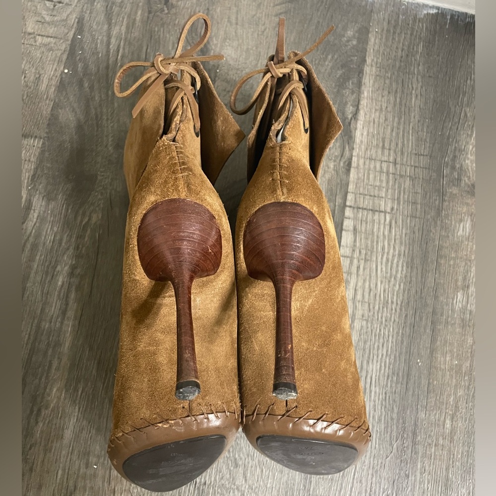 Gucci Camel Suede Whipstitch Boots - Picture 7 of 10
